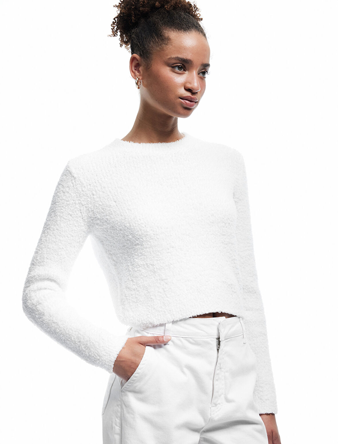 Uzun Kollu Bisiklet Yaka Buklet Triko Kazak