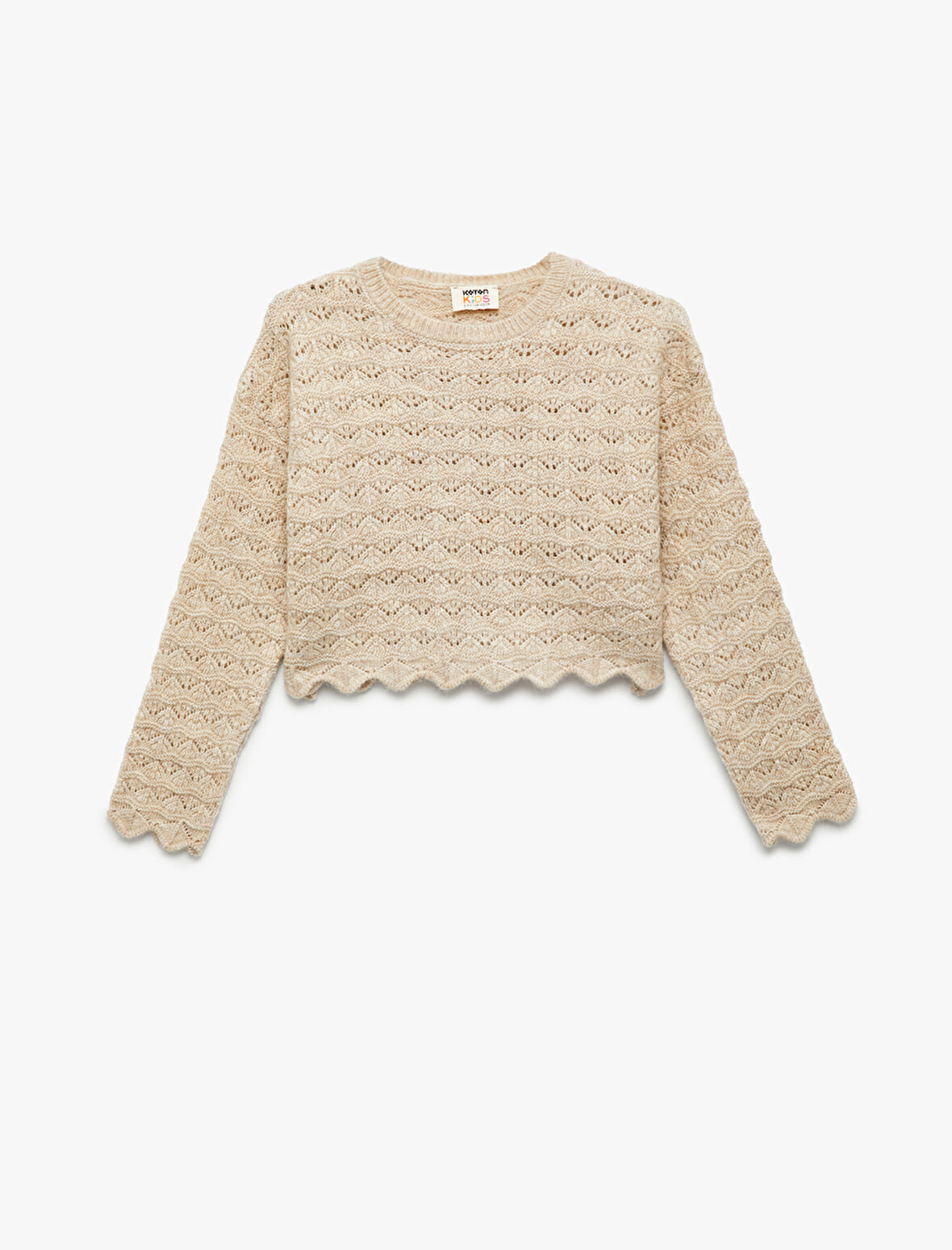 Dantel Detaylı Uzun Kollu Bisiklet Yaka Triko Kazak