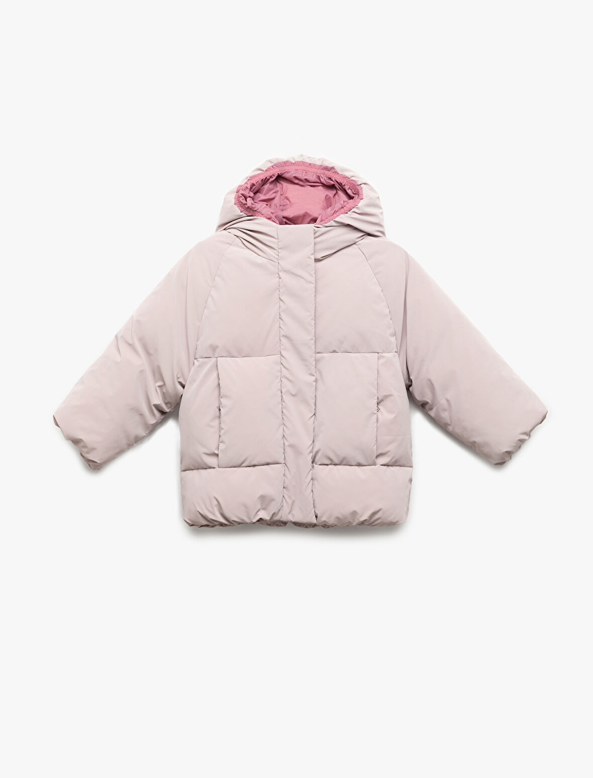 Kapşonlu Uzun Kollu Cepli Şişme Mont 