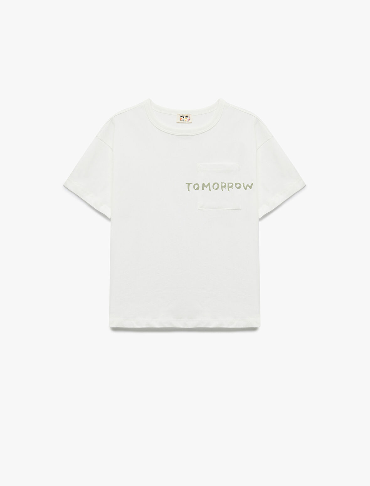 Baskılı Cep Detaylı Bisiklet Yaka Pamuklu Kısa Kollu Tişört