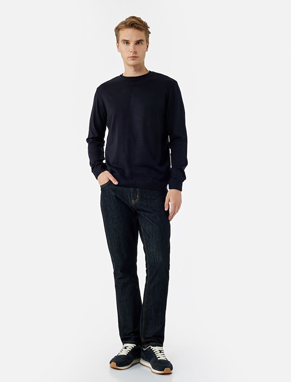 Uzun Kollu Bisiklet Yaka Basic Triko Kazak