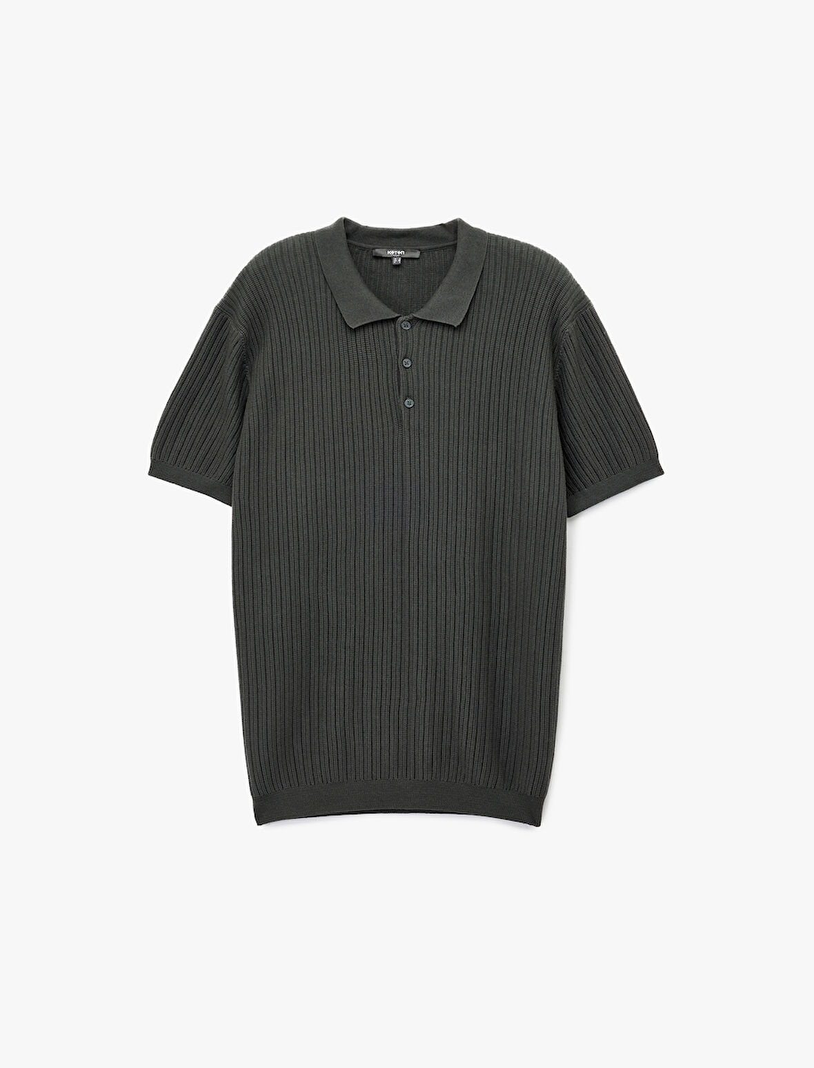 Regular Fit Kısa Kollu Pamuklu Dokulu Düğmeli Polo Yaka Triko Tişört