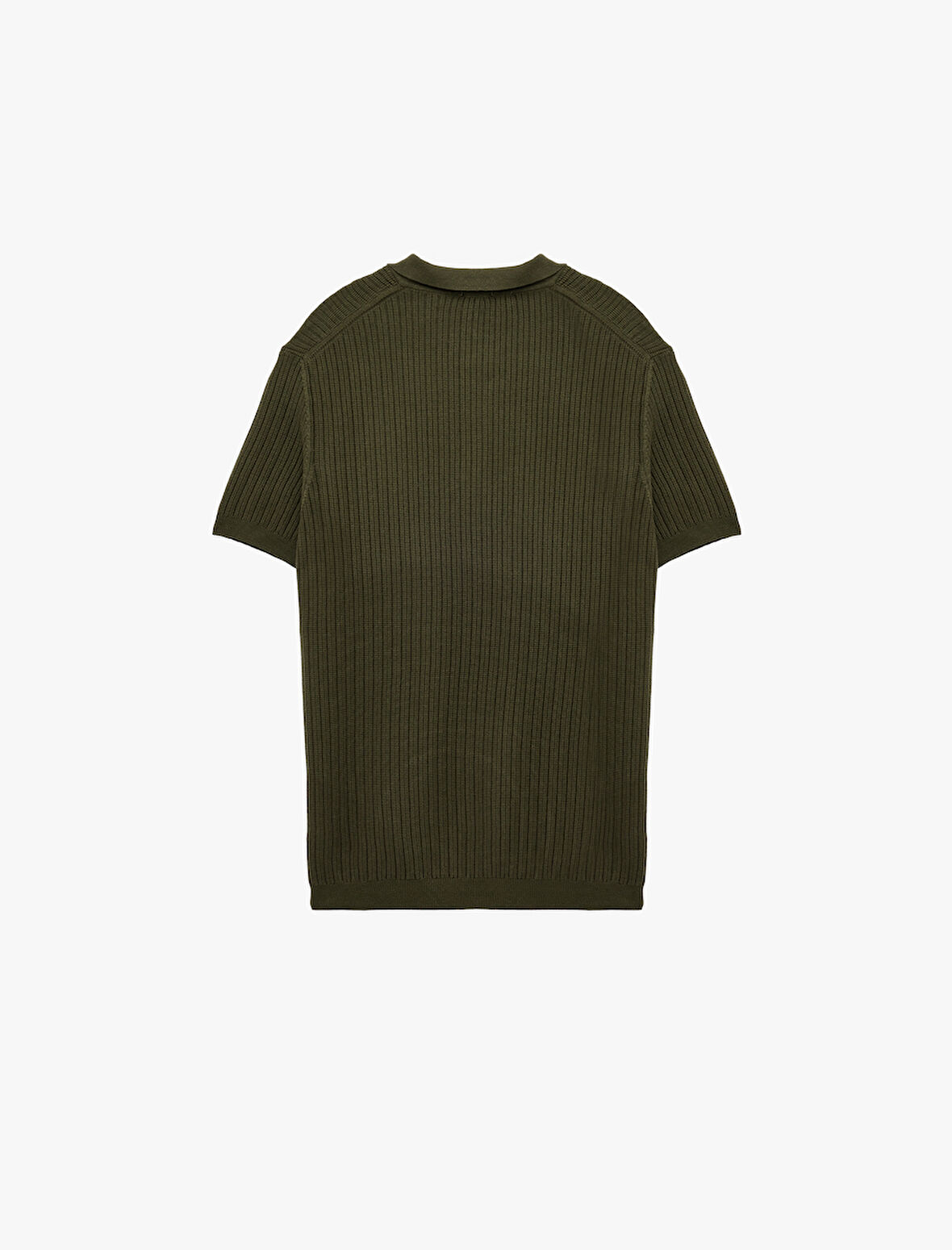 Regular Fit Kısa Kollu Pamuklu Dokulu Düğmeli Polo Yaka Triko Tişört