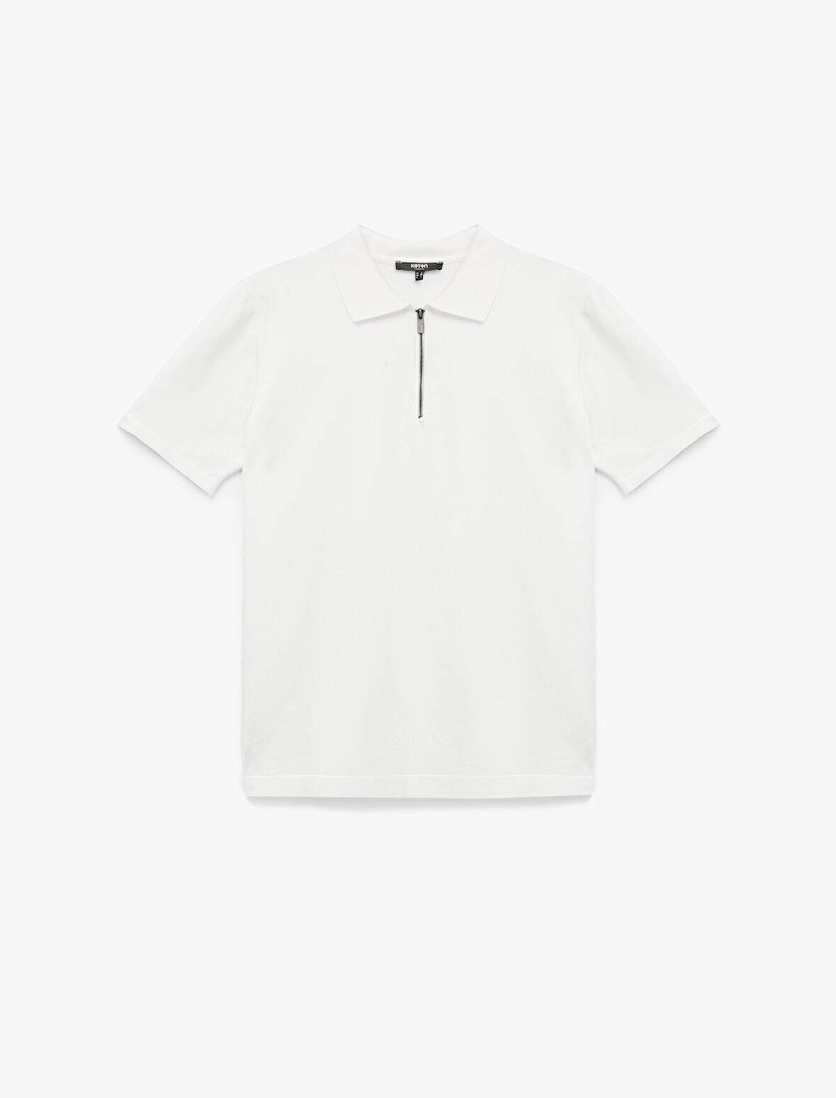 Viskon Regular Fit Polo Yaka Yarım Fermuarlı Kısa Kollu Triko Tişört