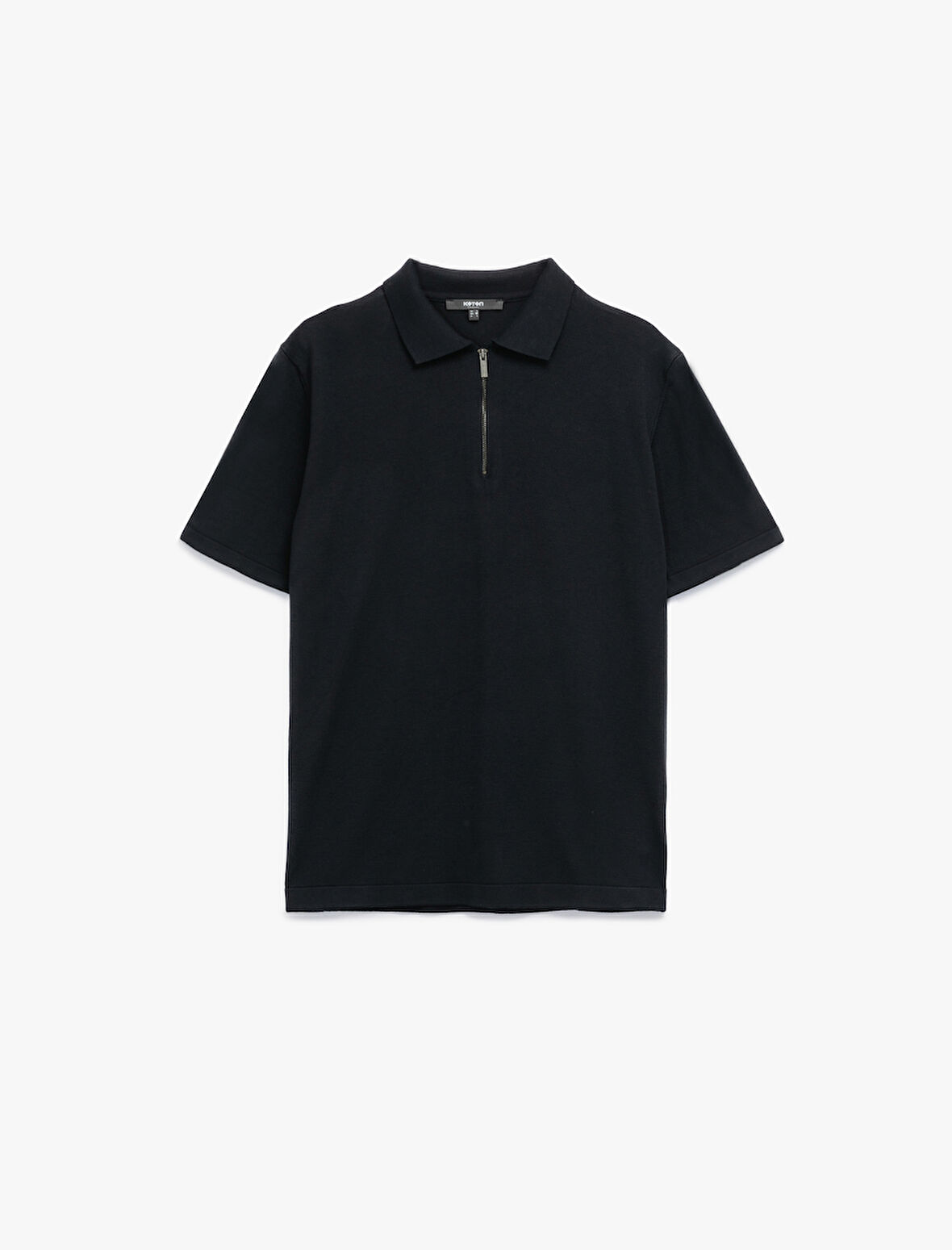 Viskon Regular Fit Polo Yaka Yarım Fermuarlı Kısa Kollu Triko Tişört