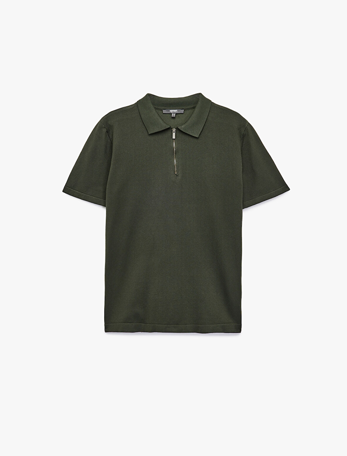 Viskon Regular Fit Polo Yaka Yarım Fermuarlı Kısa Kollu Triko Tişört