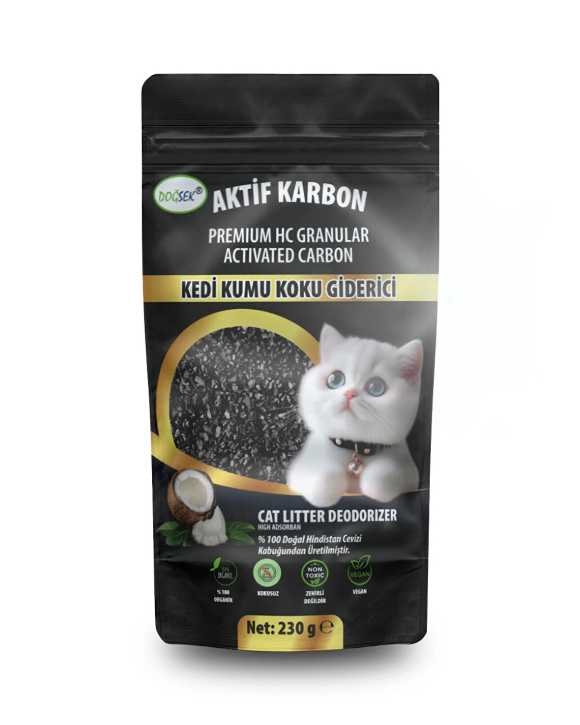 DOĞSEK Kedi Kumu Koku Giderici Premium HC Granular Activated Carbon 230 gr