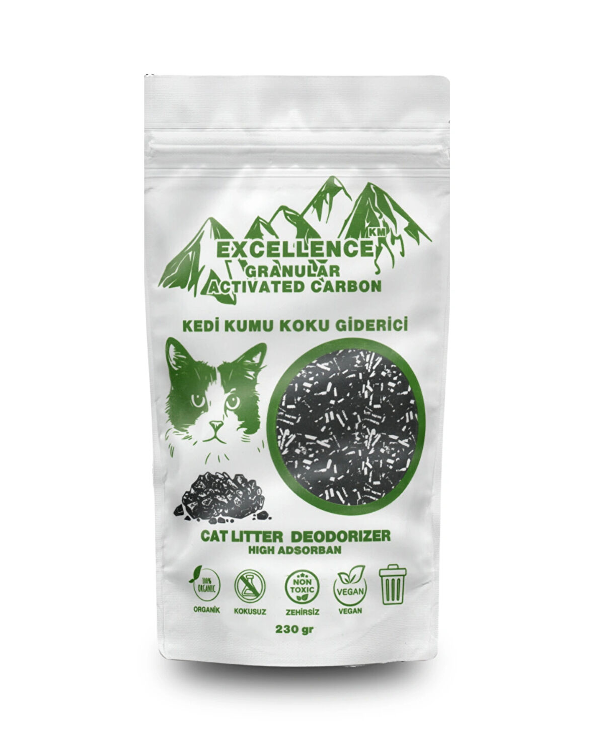 DOĞSEK Kedi Kumu Koku Giderici Excellence KM Granular Activated Carbon 230 gr Kömür Bazlı Granül Aktif Karbon