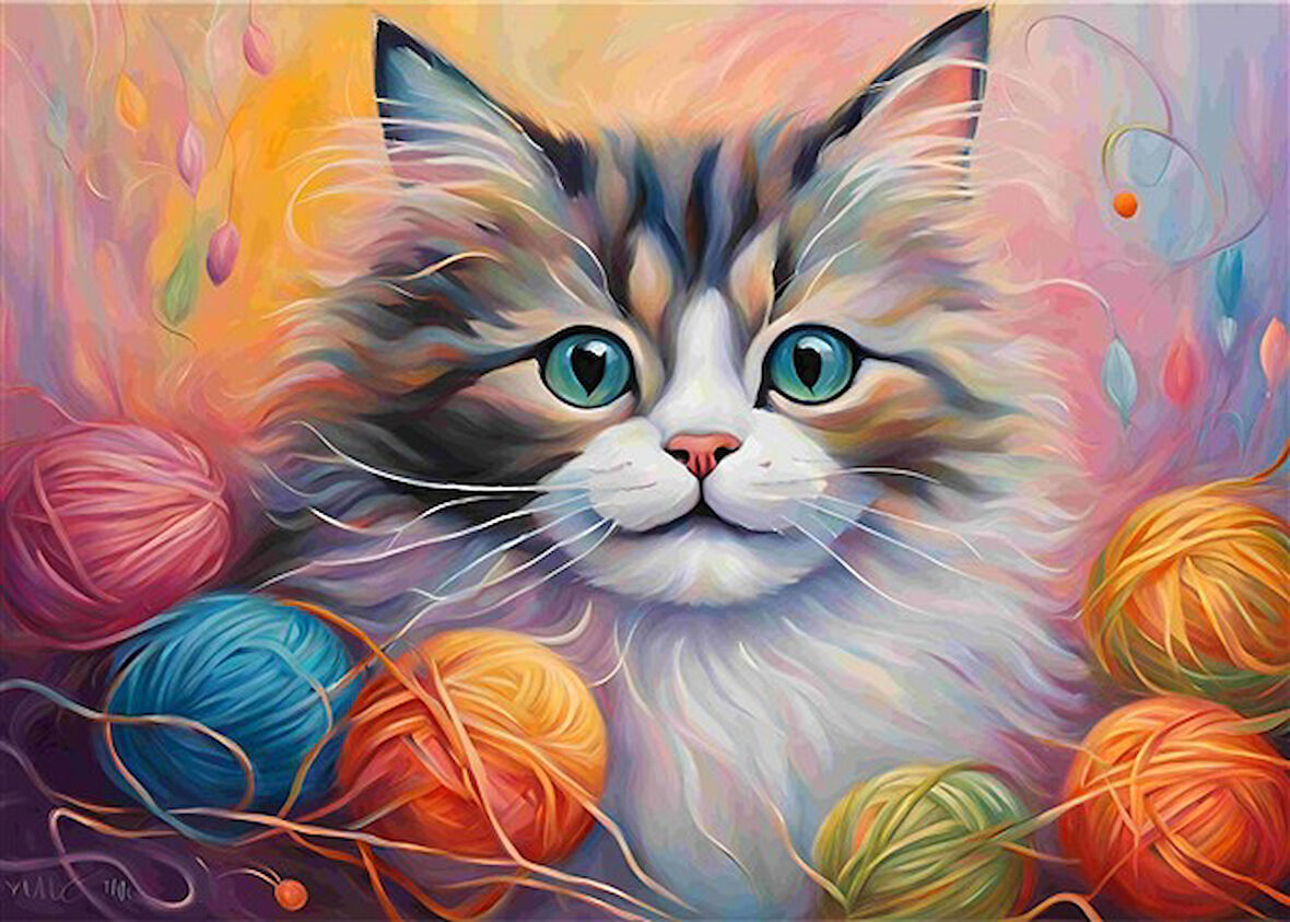 SEVİMLİ KEDİ CAT3 70X50CM KARTON ÇERÇEVESİZ TABLO