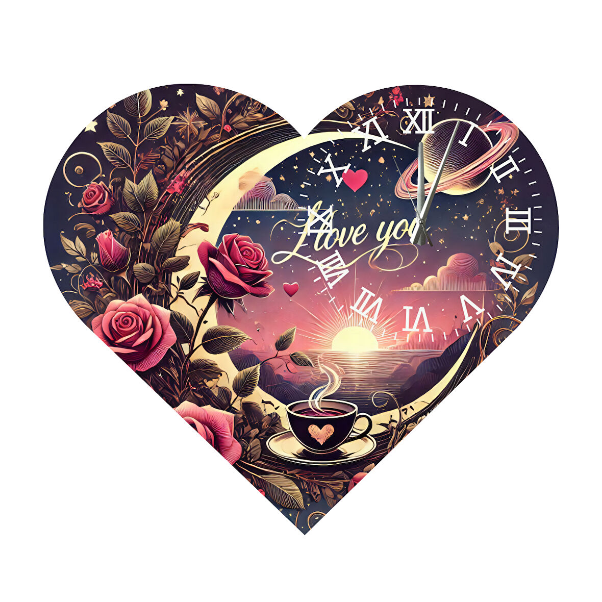 Tİ-PLAY KS46 KALP ŞEKLİNDE 30X30 CM HEDİYELİK DUVAR SAATİ