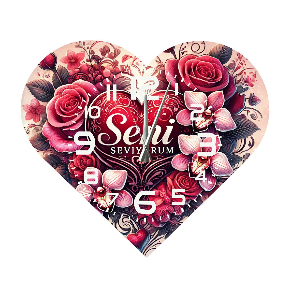 Tİ-PLAY KS107 KALP ŞEKLİNDE 30X30 CM HEDİYELİK DUVAR SAATİ