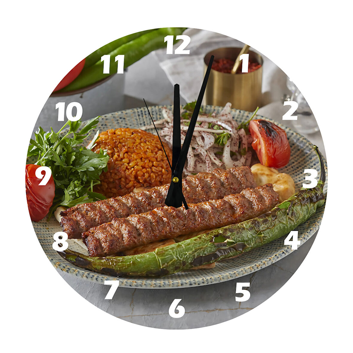 Tİ-PLAY KEBAP 30X30CM AKRİLİK DEKORATİF MODERN DUVAR SAATİ