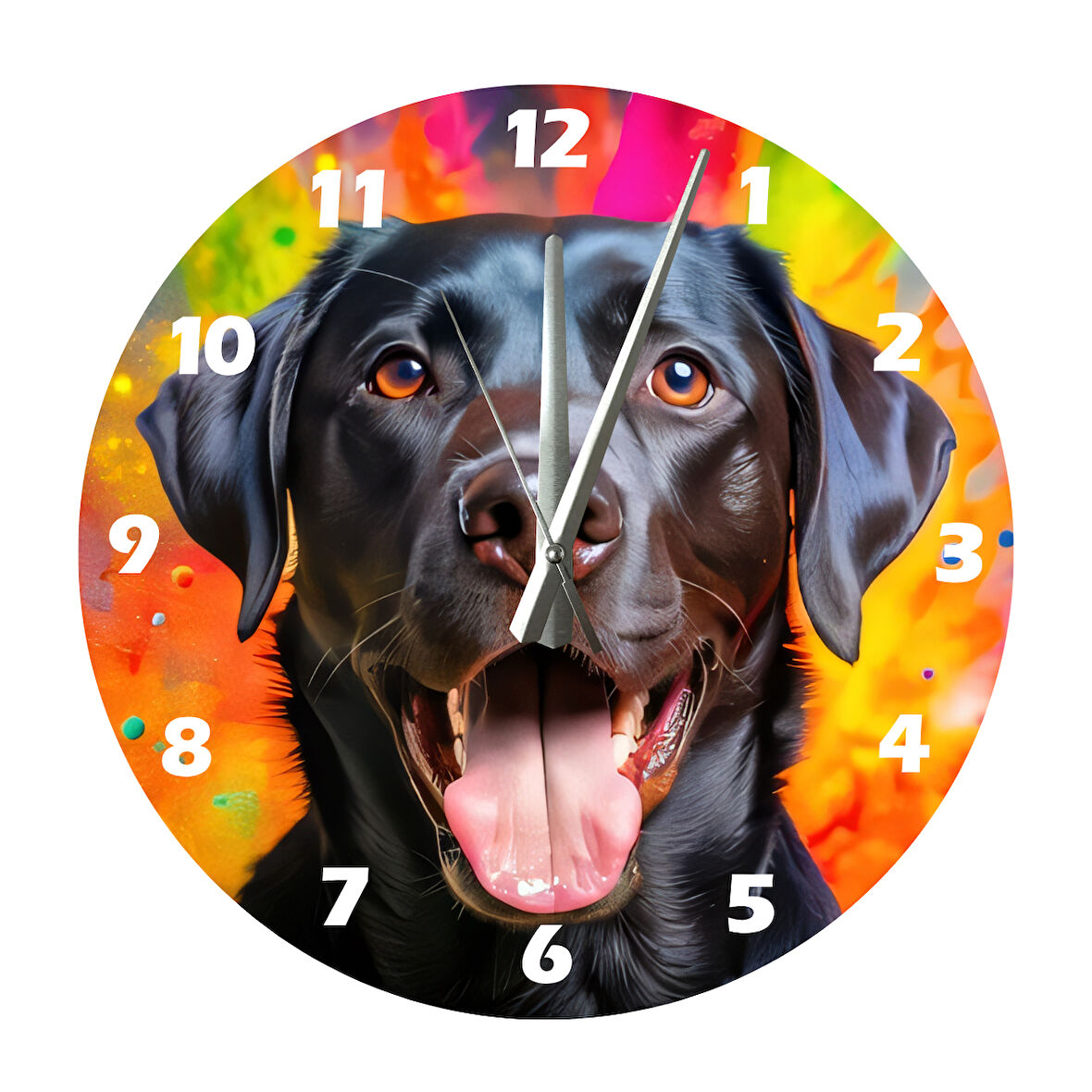 Tİ-PLAY SİYAH LABRADOR 30X30CM AKRİLİK DEKORATİF MODERN DUVAR SAATİ