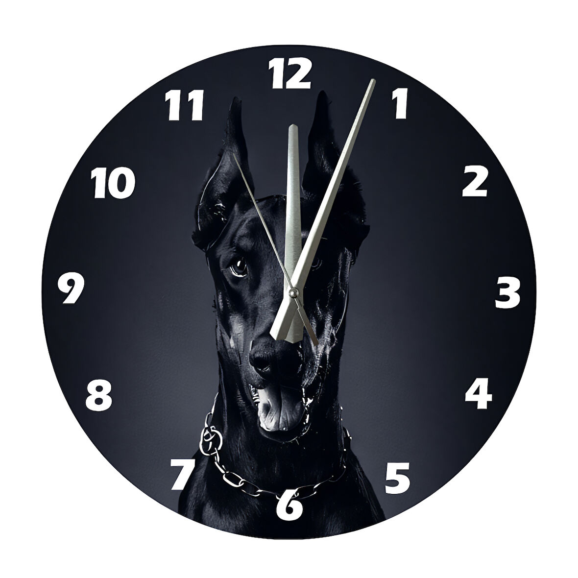 Tİ-PLAY DİKKAT KESİLEN DOBERMAN 30X30CM AKRİLİK DEKORATİF MODERN DUVAR SAATİ