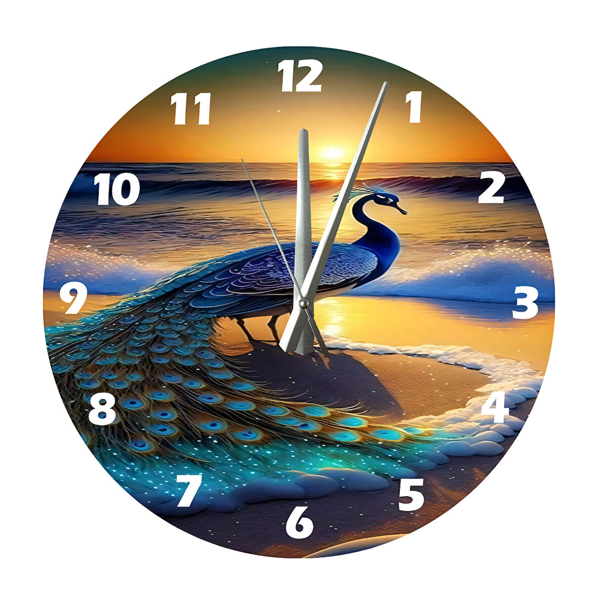 Tİ-PLAY TAVUS KUŞU 30X30CM AKRİLİK DEKORATİF MODERN DUVAR SAATİ