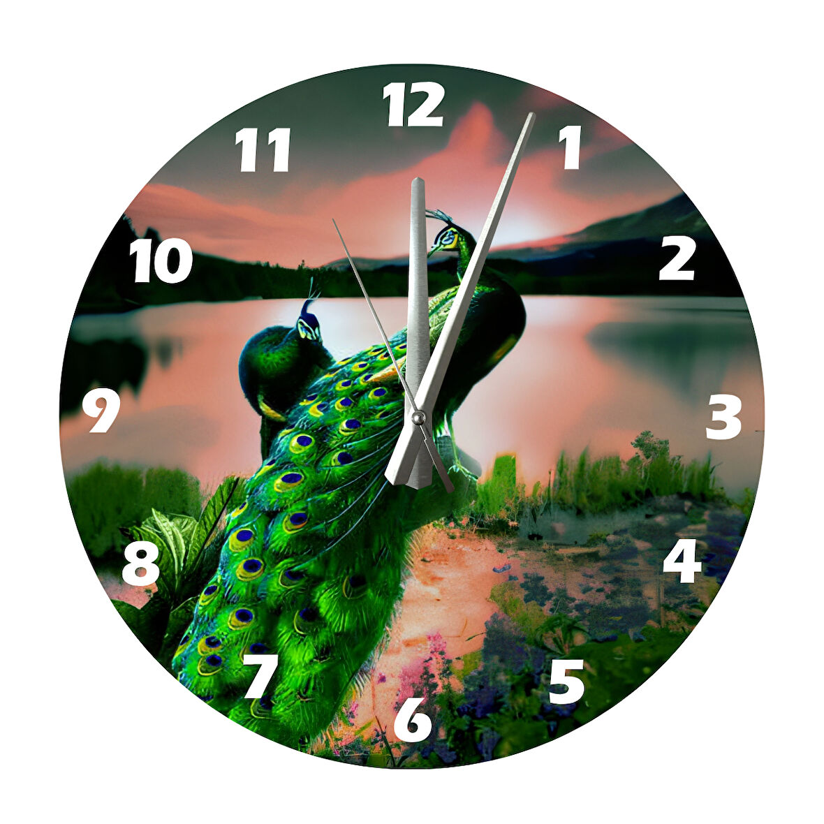 Tİ-PLAY TAVUSLAR 30X30CM AKRİLİK DEKORATİF MODERN DUVAR SAATİ