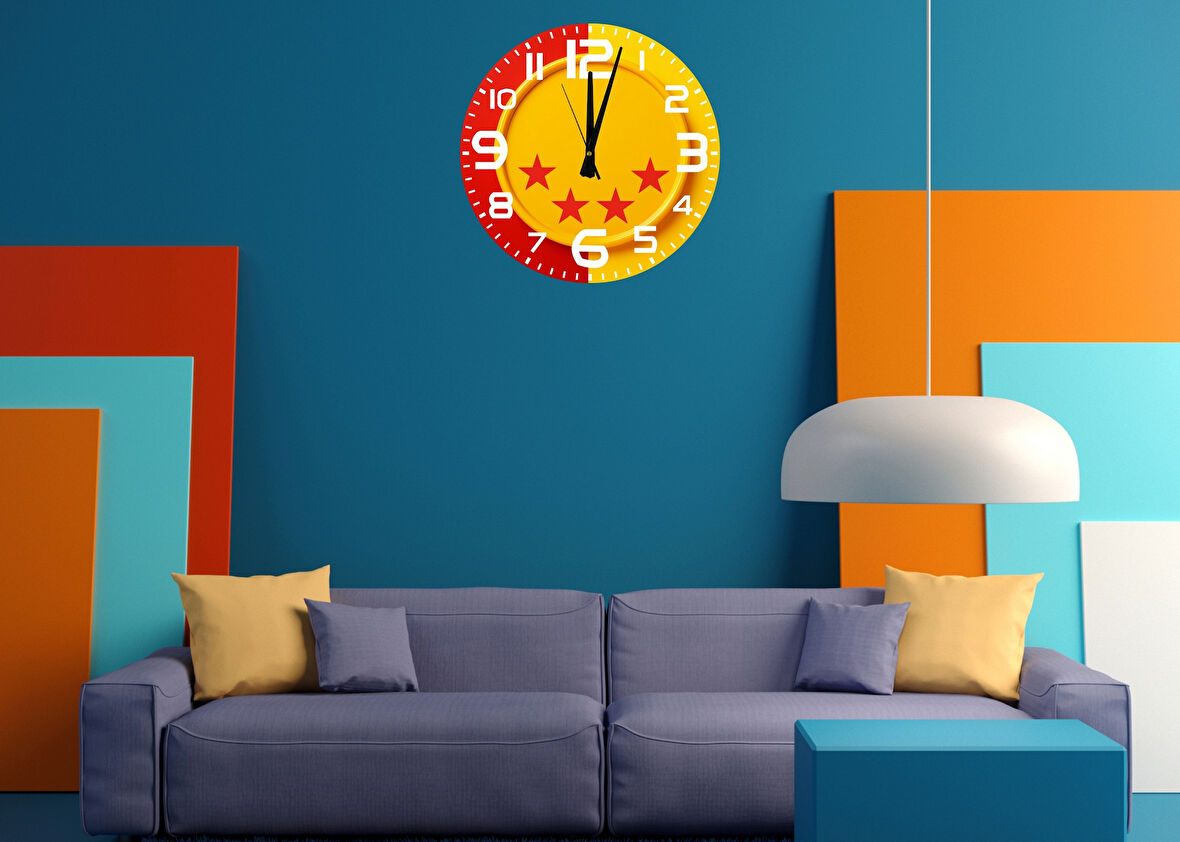 Tİ-PLAY SARI KIRMIZI BEYAZ 30X30CM AKRİLİK DEKORATİF MODERN DUVAR SAATİ