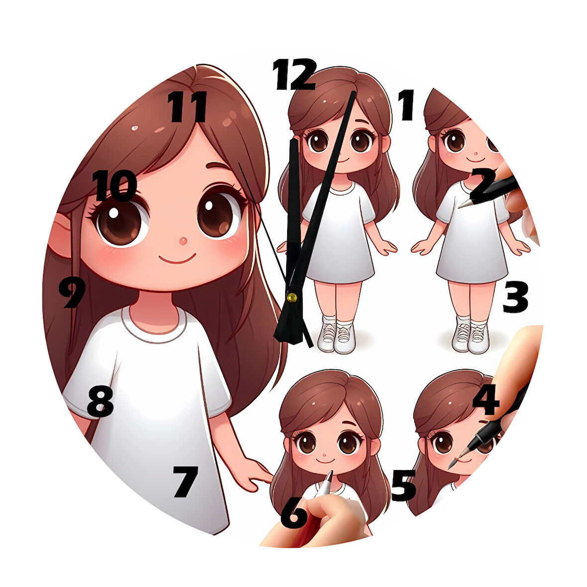 Tİ-PLAY ŞİRİN PRENSES 30X30CM AKRİLİK DEKORATİF MODERN DUVAR SAATİ