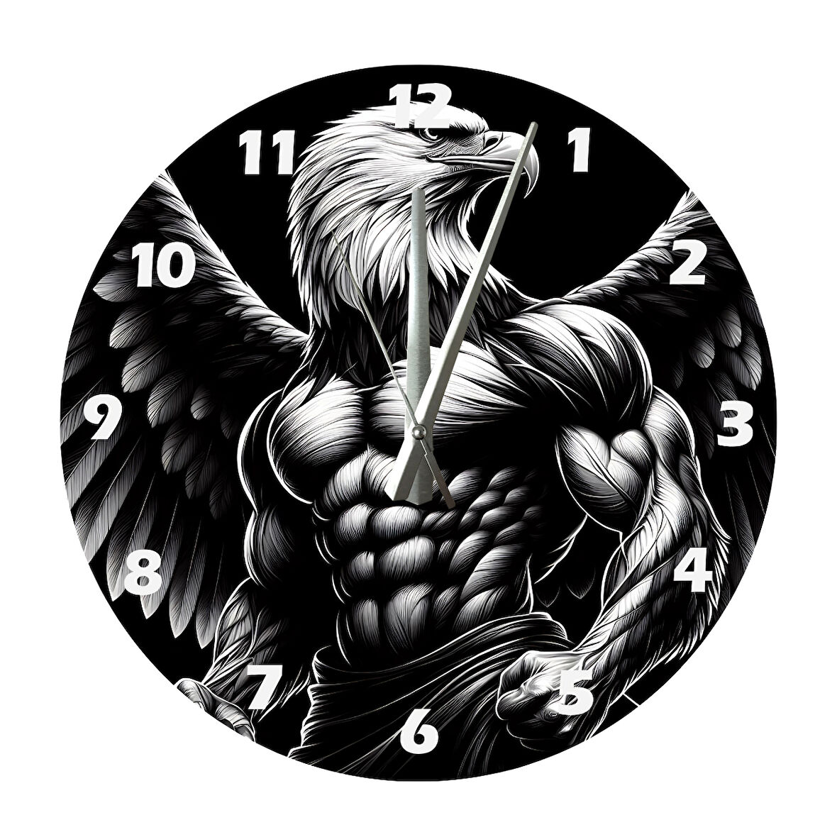 Tİ-PLAY KARTAL SİYAH BEYAZ 30X30CM AKRİLİK DEKORATİF MODERN DUVAR SAATİ