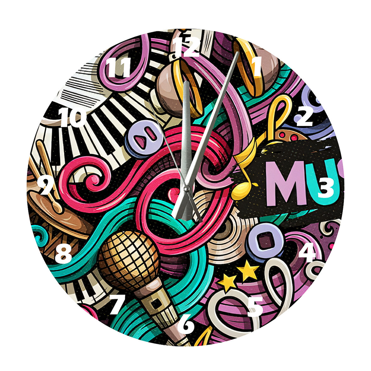 Tİ-PLAY MÜZİK KARAOKE 30X30CM AKRİLİK DEKORATİF MODERN DUVAR SAATİ