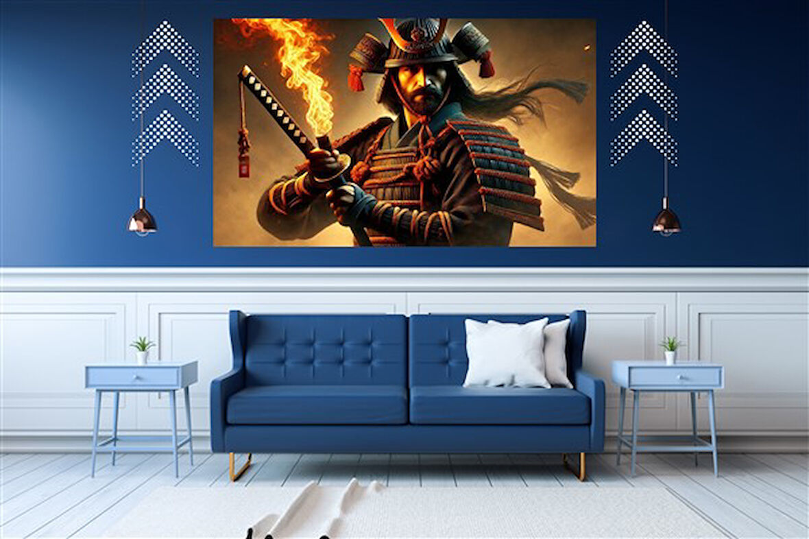 Tİ-PLAY KILIÇ VE ATEŞ 60X90CM MODERN SAMURAY PVC ÇERÇEVESİZ TABLO