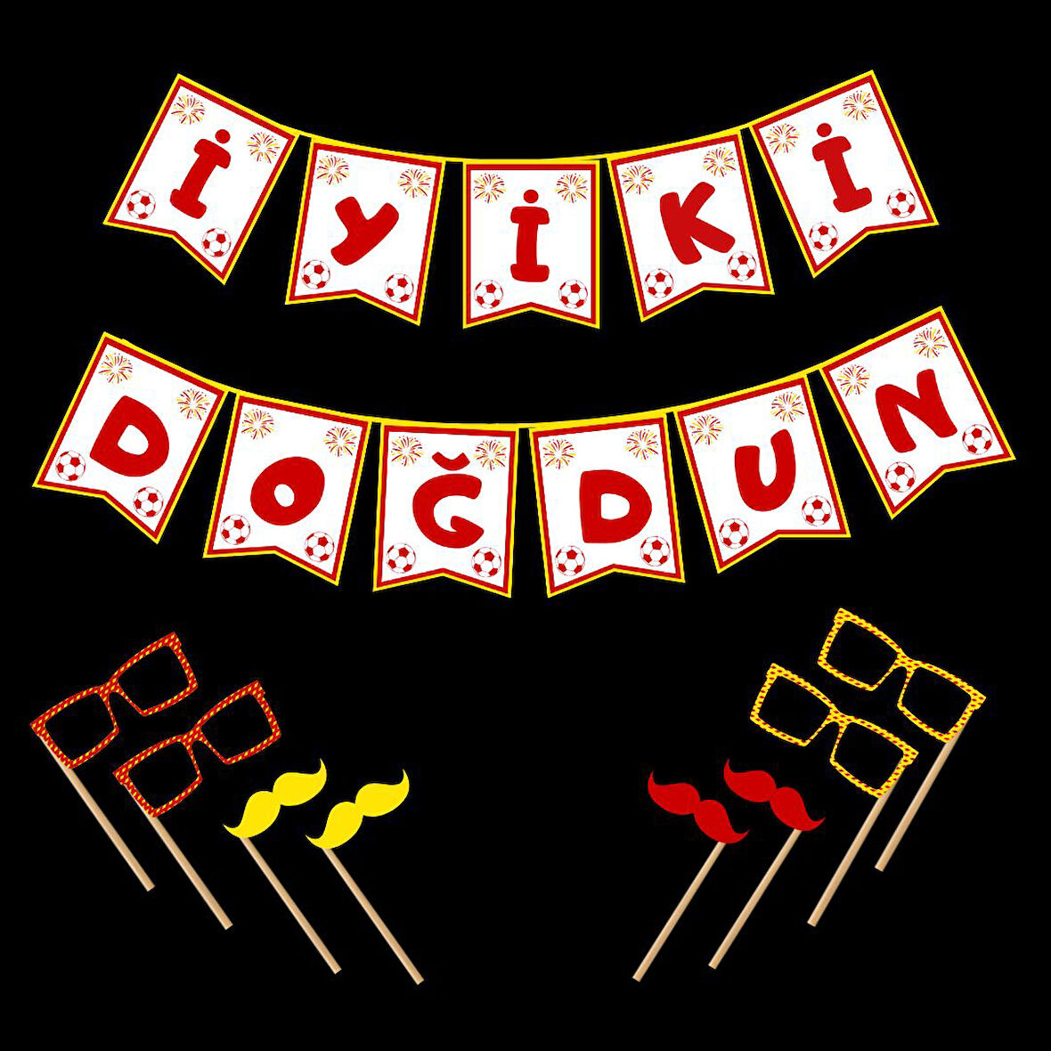 Ti-Play SARI KIRMIZI DOĞUM GÜNÜ YAZISI (MASKE HEDİYELİ)