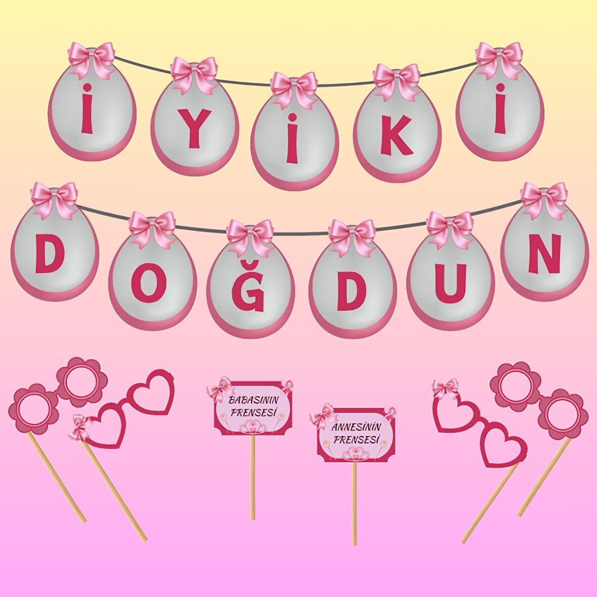 Ti-Play İYİKİ DOĞDUN YAZISI PEMBE BALON (HEDİYELİ)