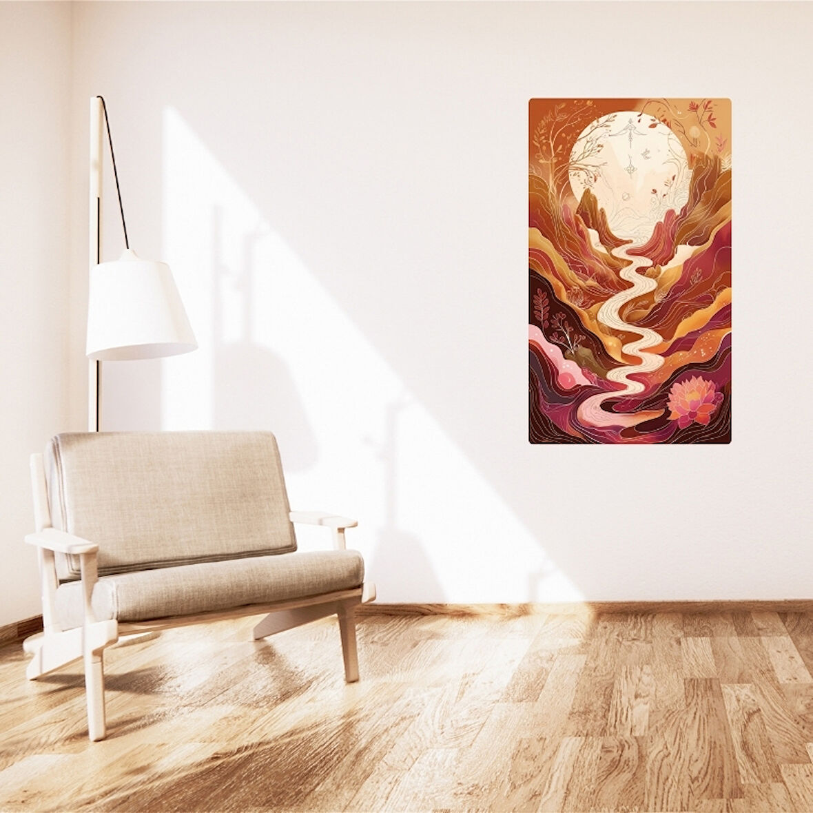 BOHEM TABLO RÜYA MANZARASI MANEVİ, SICAK TONLAR BOHEM DUVAR SANATI ÇERÇEVESİZ TABLO