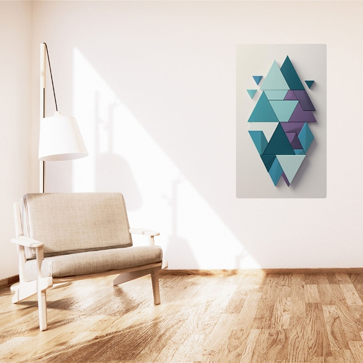 BOHEM TABLO SOYUT ÜÇGENLER, GEOMETRİK, SOYUT ÜÇGENLER BOHEM DUVAR SANATI ÇERÇEVESİZ TABLO