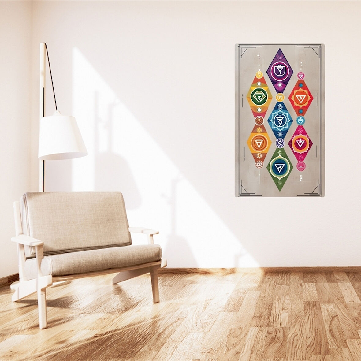 BOHEM TABLO ÇAKRA, MANEVİ, CANLI RENKLER BOHEM DUVAR SANATI ÇERÇEVESİZ TABLO