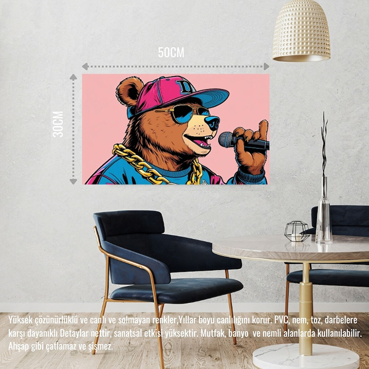 RAPÇİ AYI 01 ÇERÇEVESİZ 50X30 CM PVC TABLO