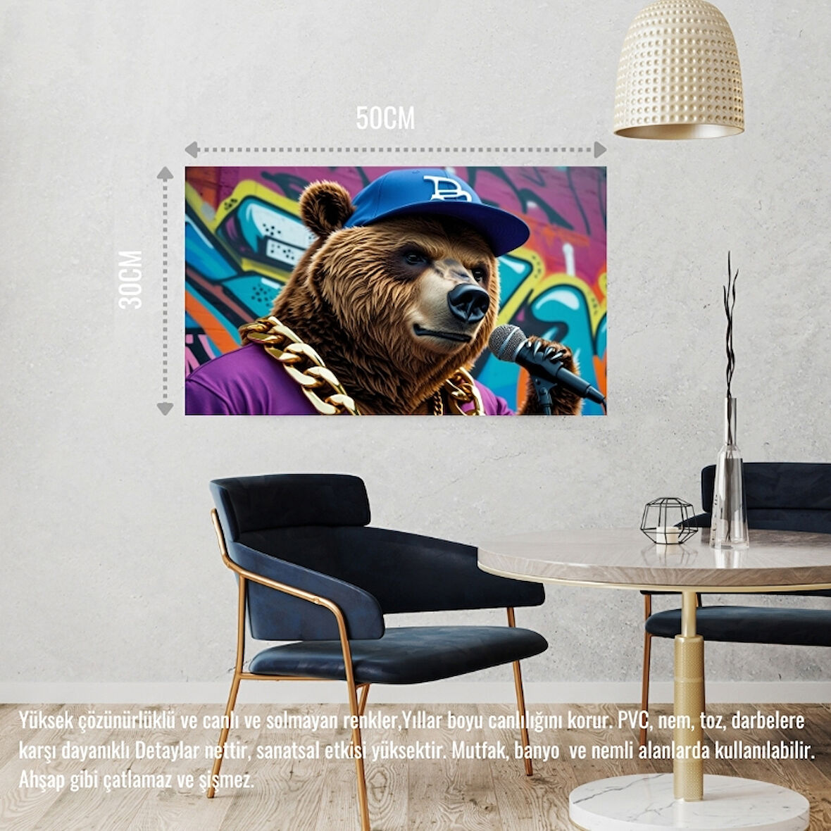 RAPÇİ AYI 02 ÇERÇEVESİZ 50X30 CM PVC TABLO