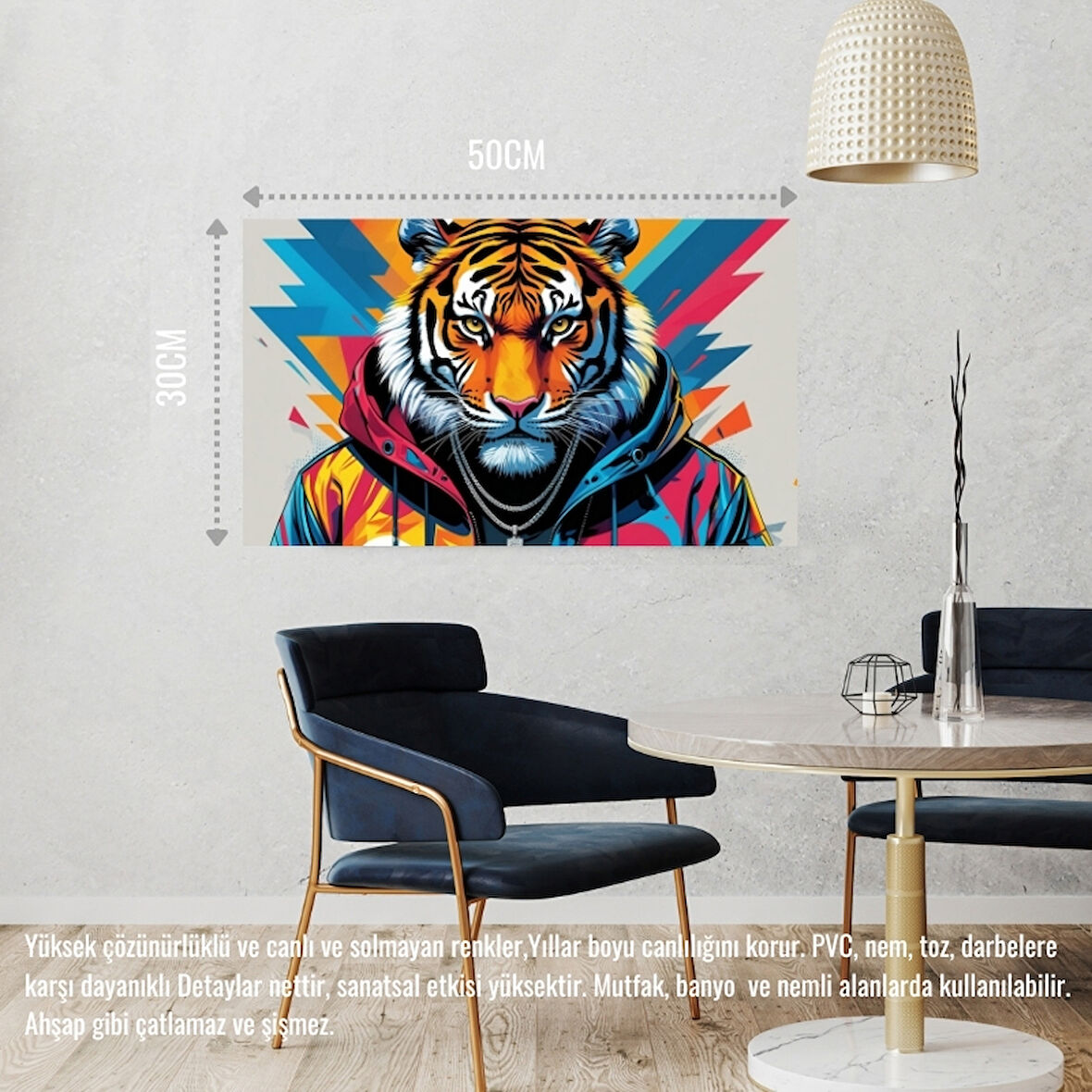 RAPÇİ KAPLAN 04 ÇERÇEVESİZ 50X30 CM PVC TABLO