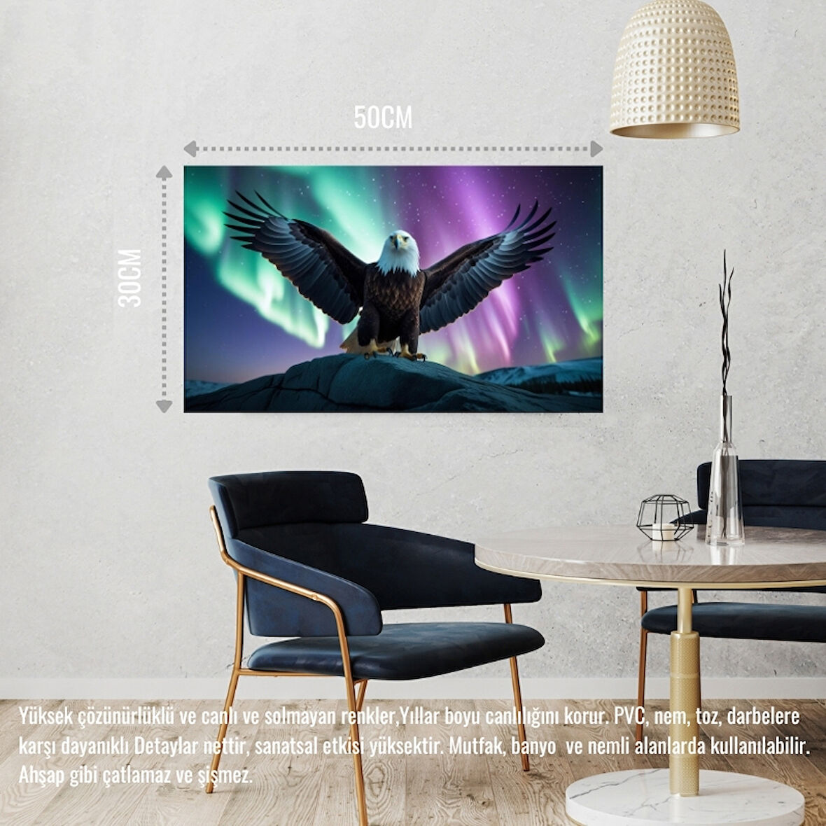 KARTAL KUZEY IŞIKLARI ALTINDA 04 ÇERÇEVESİZ 50X30 CM PVC TABLO
