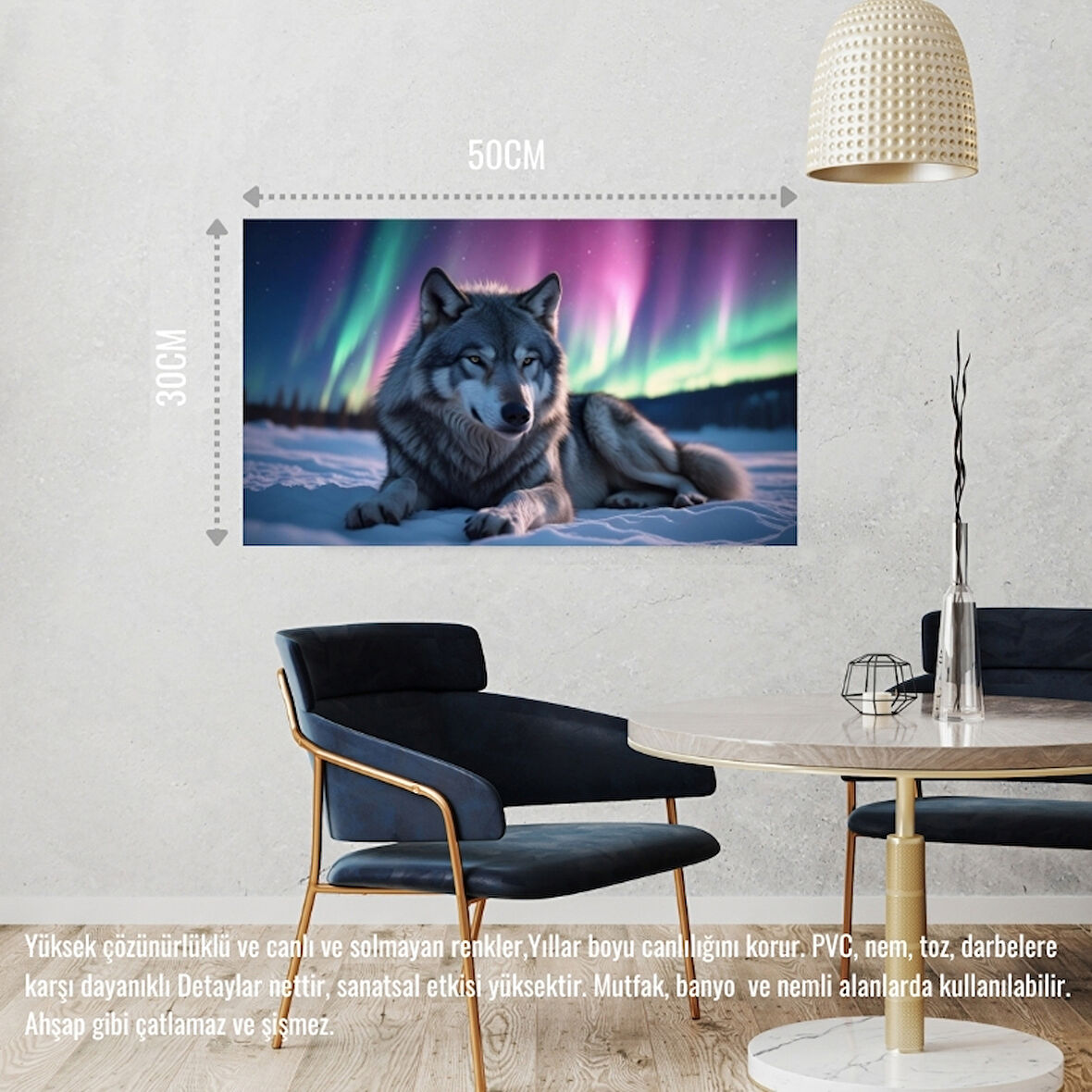 KURT KUZEY IŞIKLARI ALTINDA HUZUR İÇİNDE DİNLENİYOR 01 ÇERÇEVESİZ 50X30 CM PVC TABLO