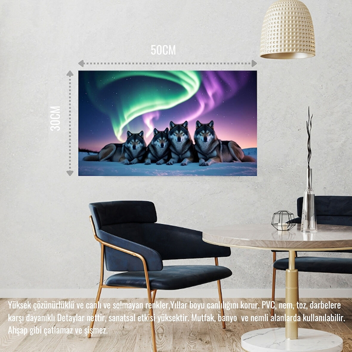 KURT KUZEY IŞIKLARI ALTINDA HUZUR İÇİNDE DİNLENİYOR 04 ÇERÇEVESİZ 50X30 CM PVC TABLO