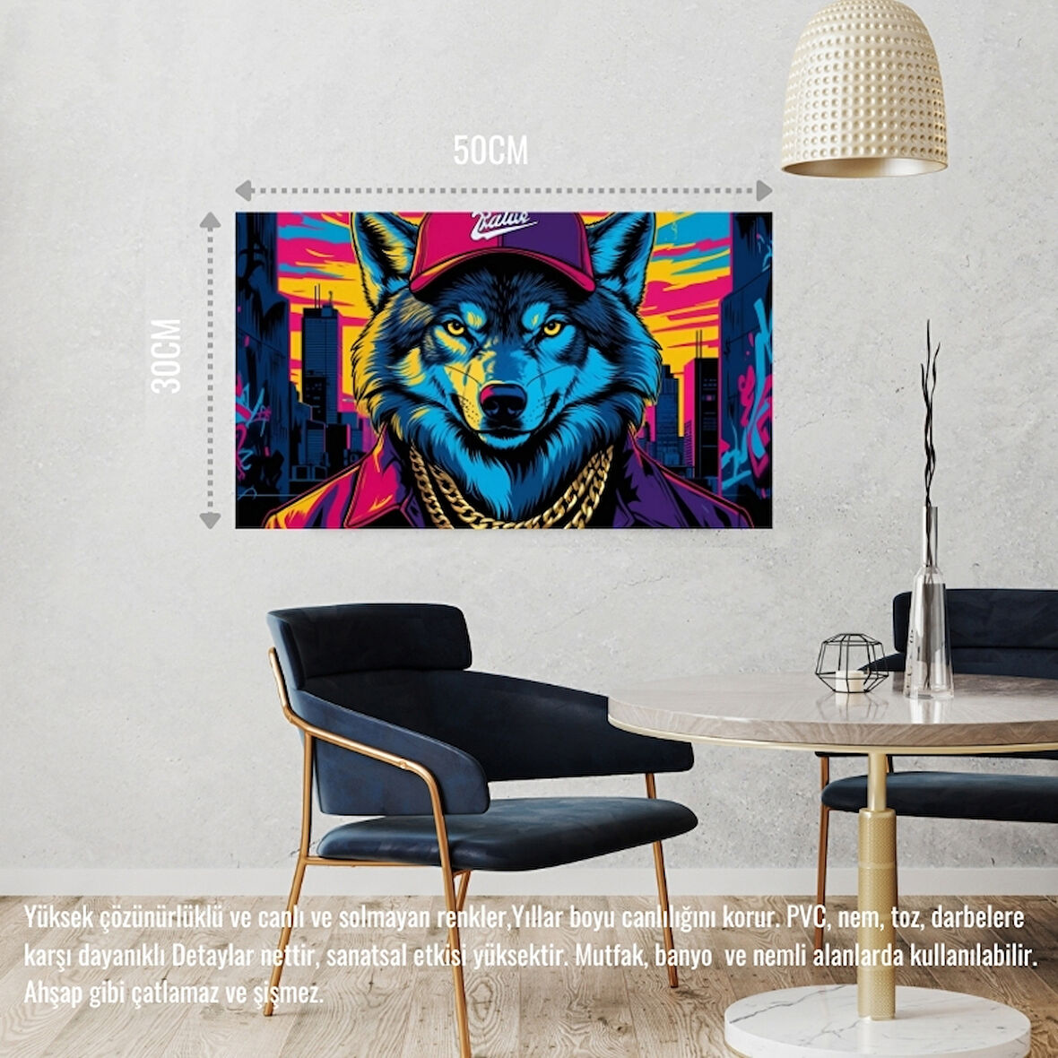 RAPÇİ KURT 02 ÇERÇEVESİZ 50X30 CM PVC TABLO