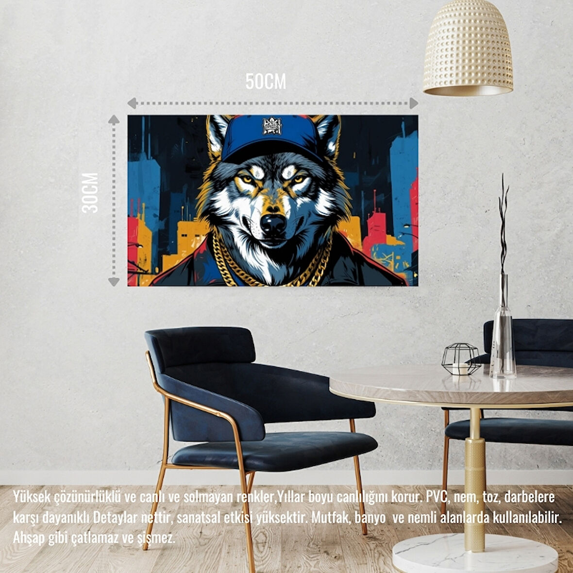 RAPÇİ KURT 03 ÇERÇEVESİZ 50X30 CM PVC TABLO