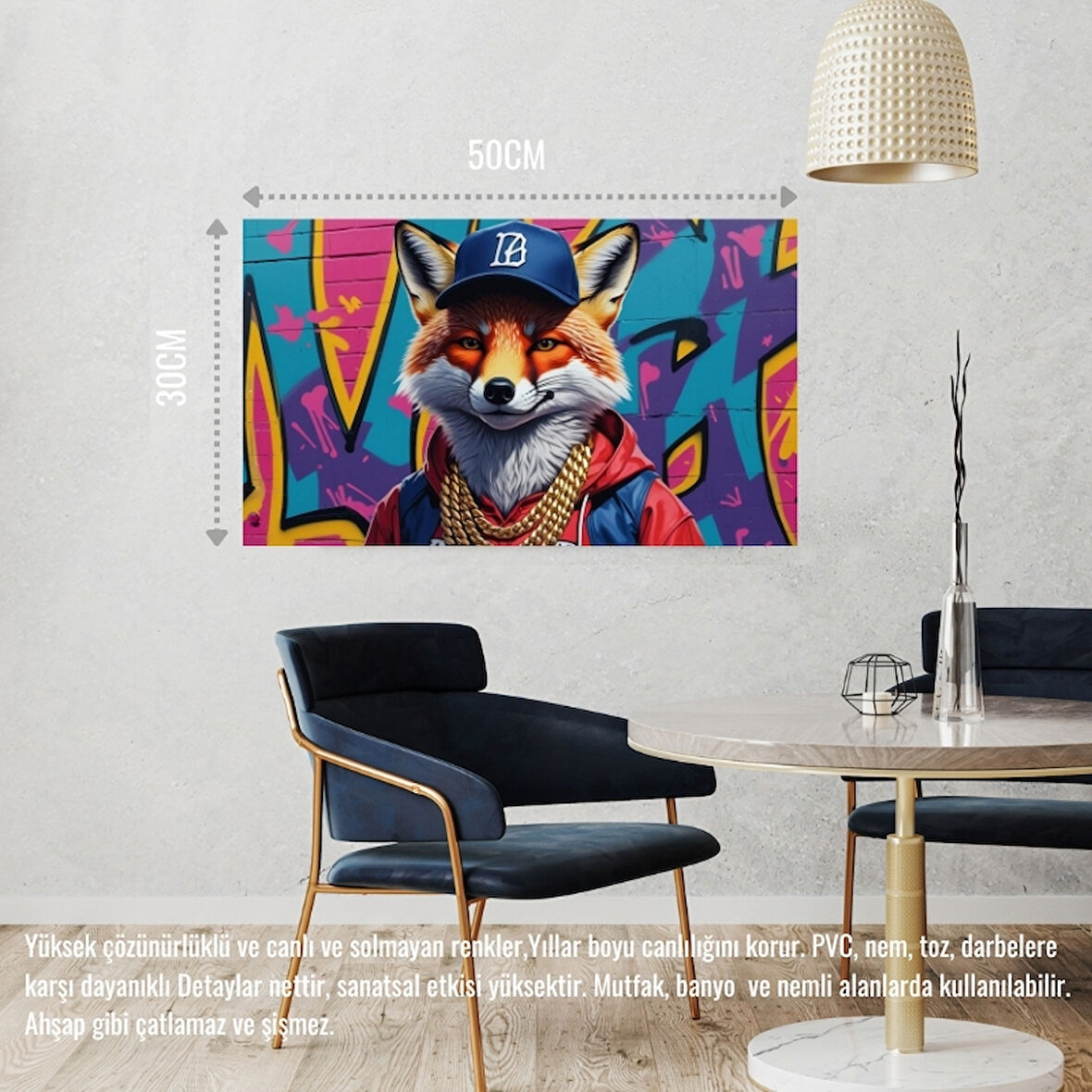 RAPÇİ TİLKİ 02 ÇERÇEVESİZ 50X30 CM PVC TABLO