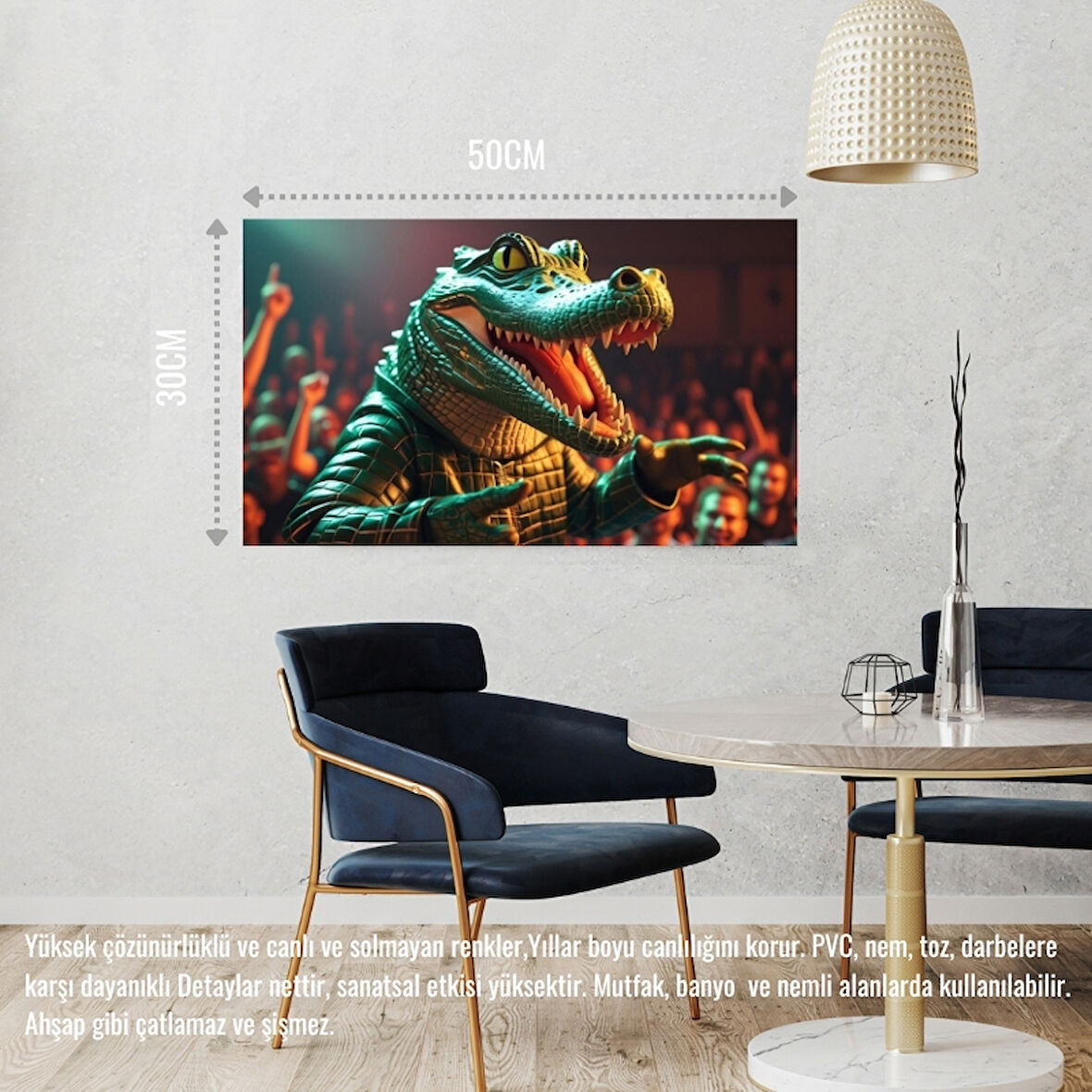 RAPÇİ TİMSAH 08 ÇERÇEVESİZ 50X30 CM PVC TABLO