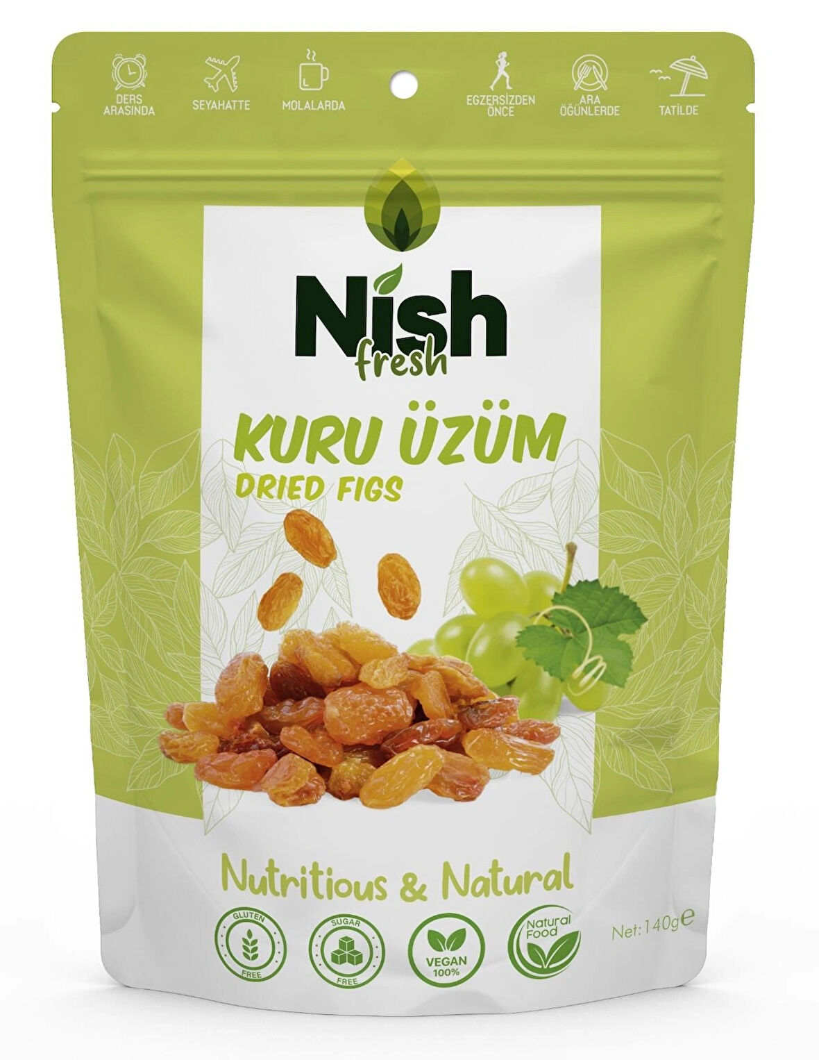 Nish Fresh Doğal Glutensiz Vegan Sultani kuru üzüm 