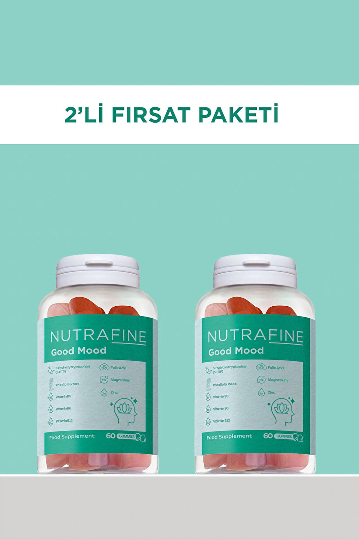 2'li Good Mood Gummy, Duygu Durumu Destekleyici, 5-HTP & Rodiola İçerikli Çiğnenebilir Vitamin Gummies