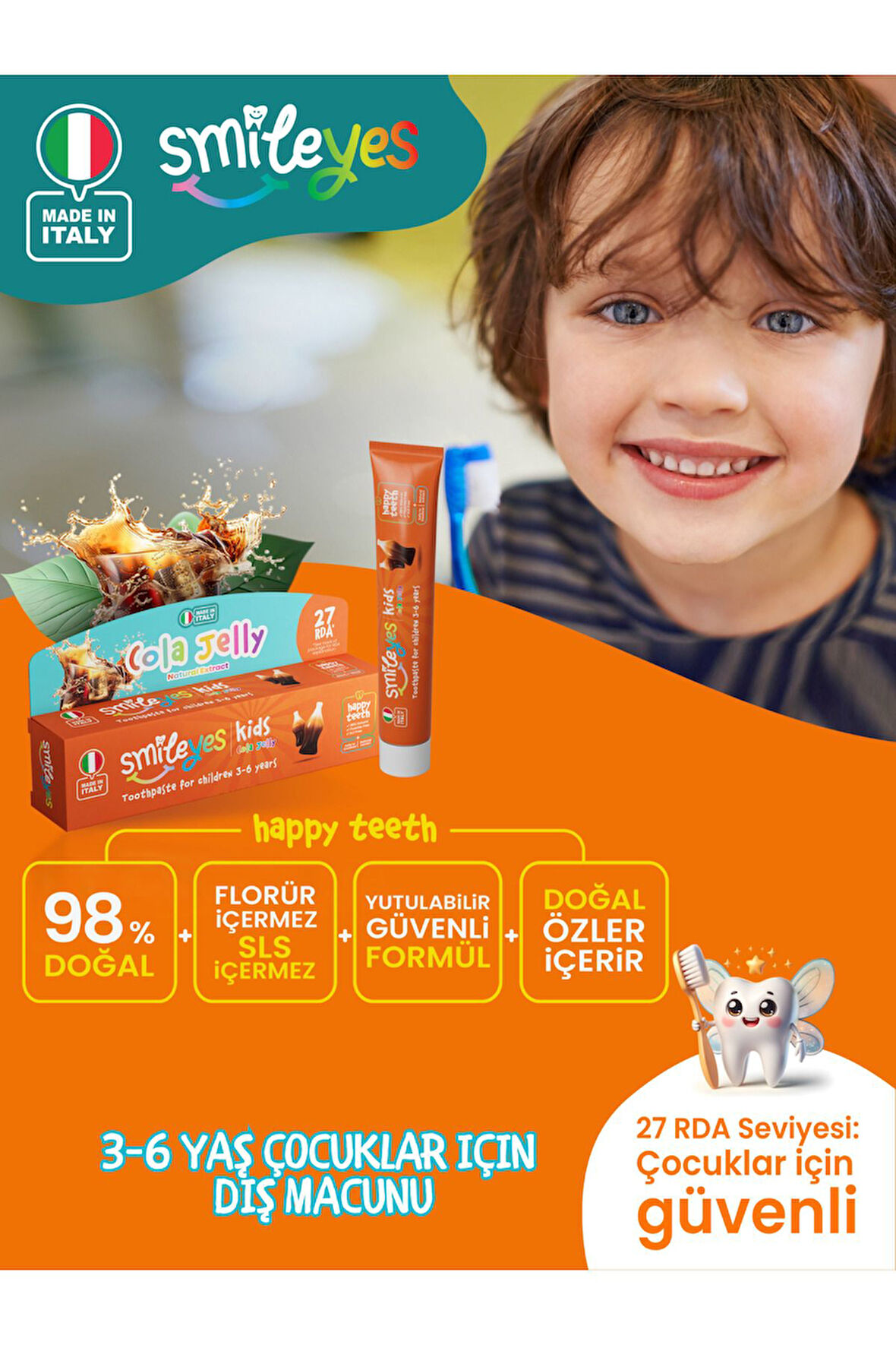 Smıleyes Dıs Macunu 50Ml Kıds 3 - 6 Yas Cola Jeely