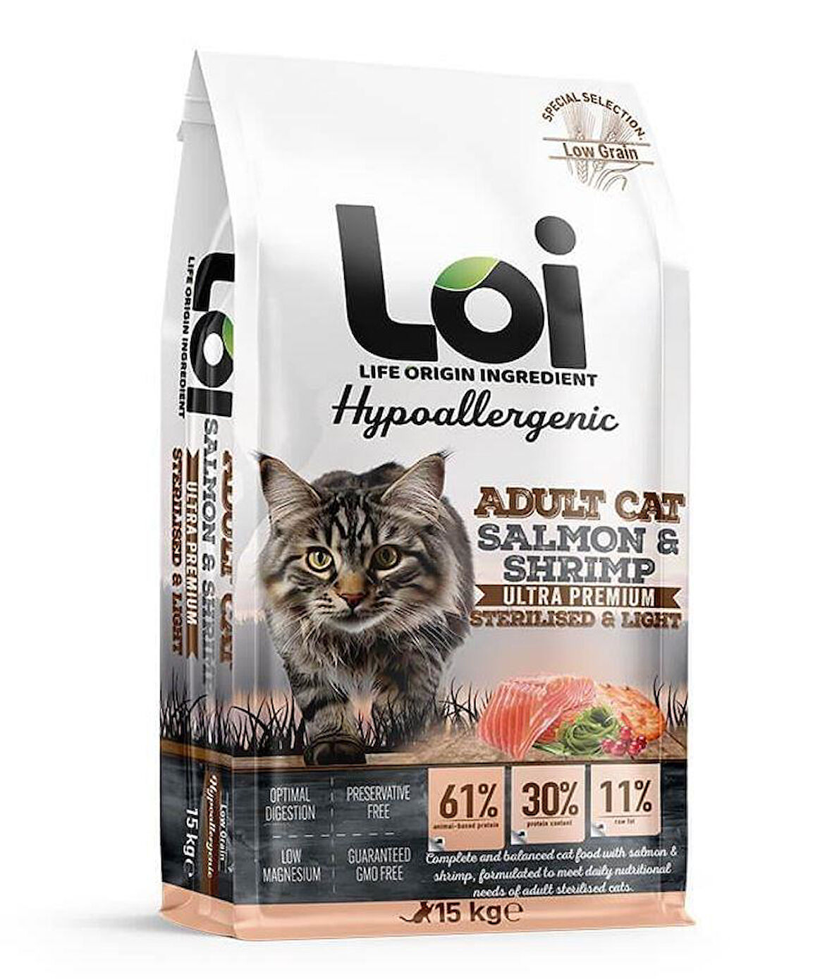 LOİ SOMON VE KARİDESLİ KISIR KEDİ MAMASI 15 KG