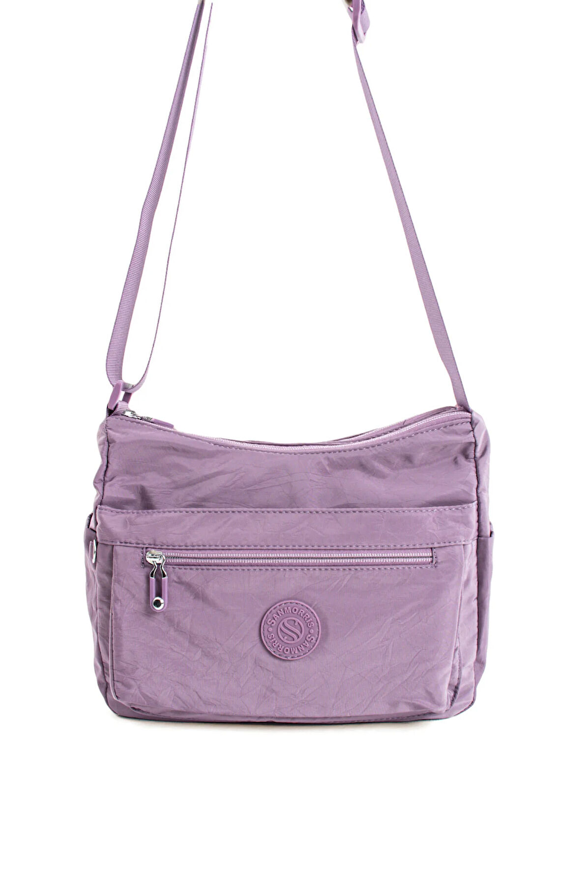 Kadın Çok Gözlü Suya Dayanıklı Paraşüt Kumaş Ayarlanabilir Çapraz Askılı Mor Omuz Çantası