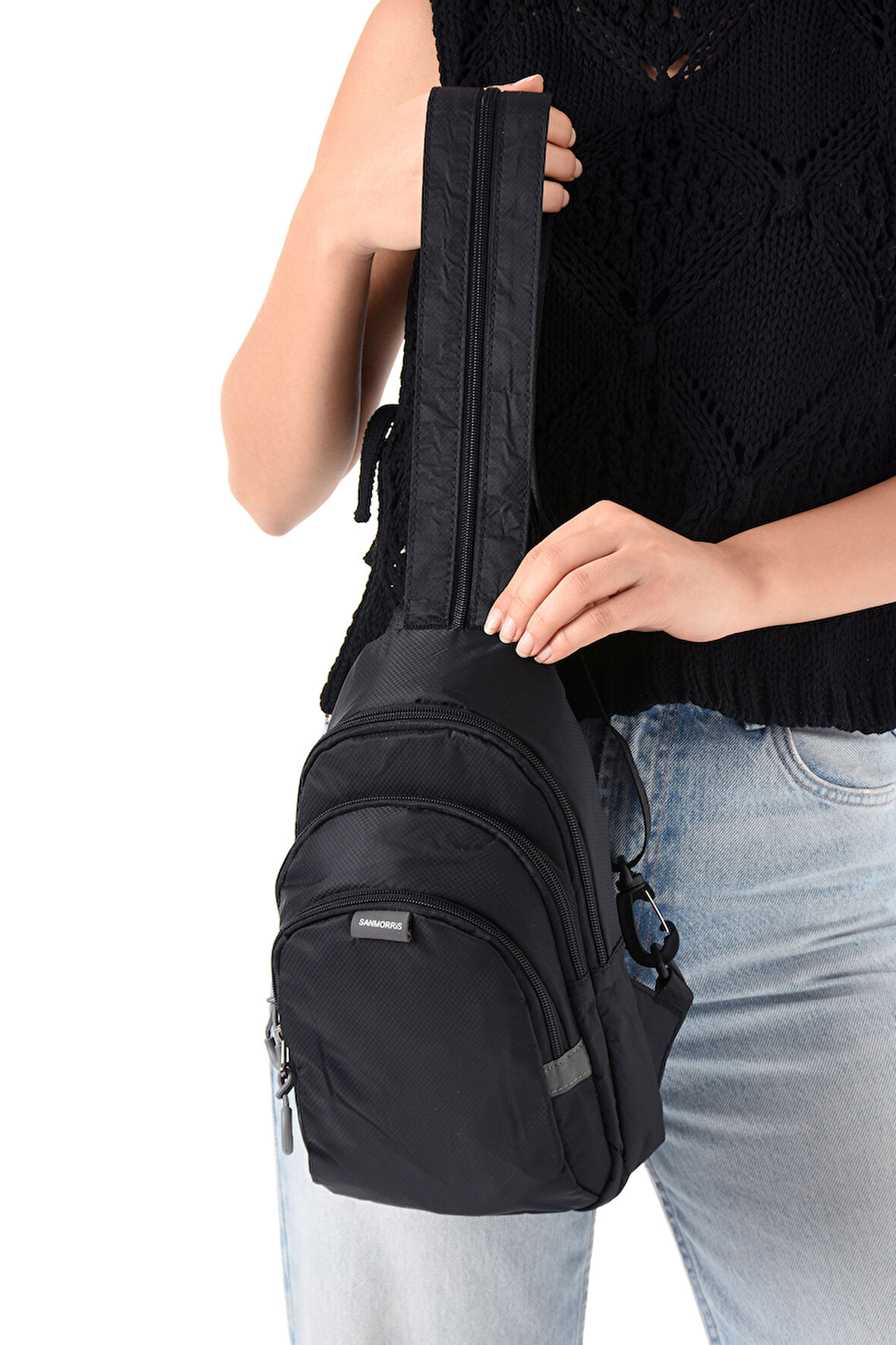 Unisex Paraşüt Kumaş Suya Dayanıklı 3 Bölmeli Çapraz Ve Sırtlık Askılı Body Bag