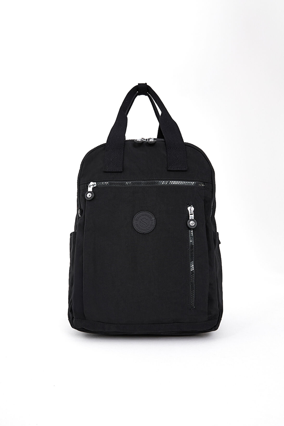 Unisex Suya Dayanıklı Krinkıl Kumaş Çok Gözlü Siyah Laptop Okul Ve Sırt Çantası