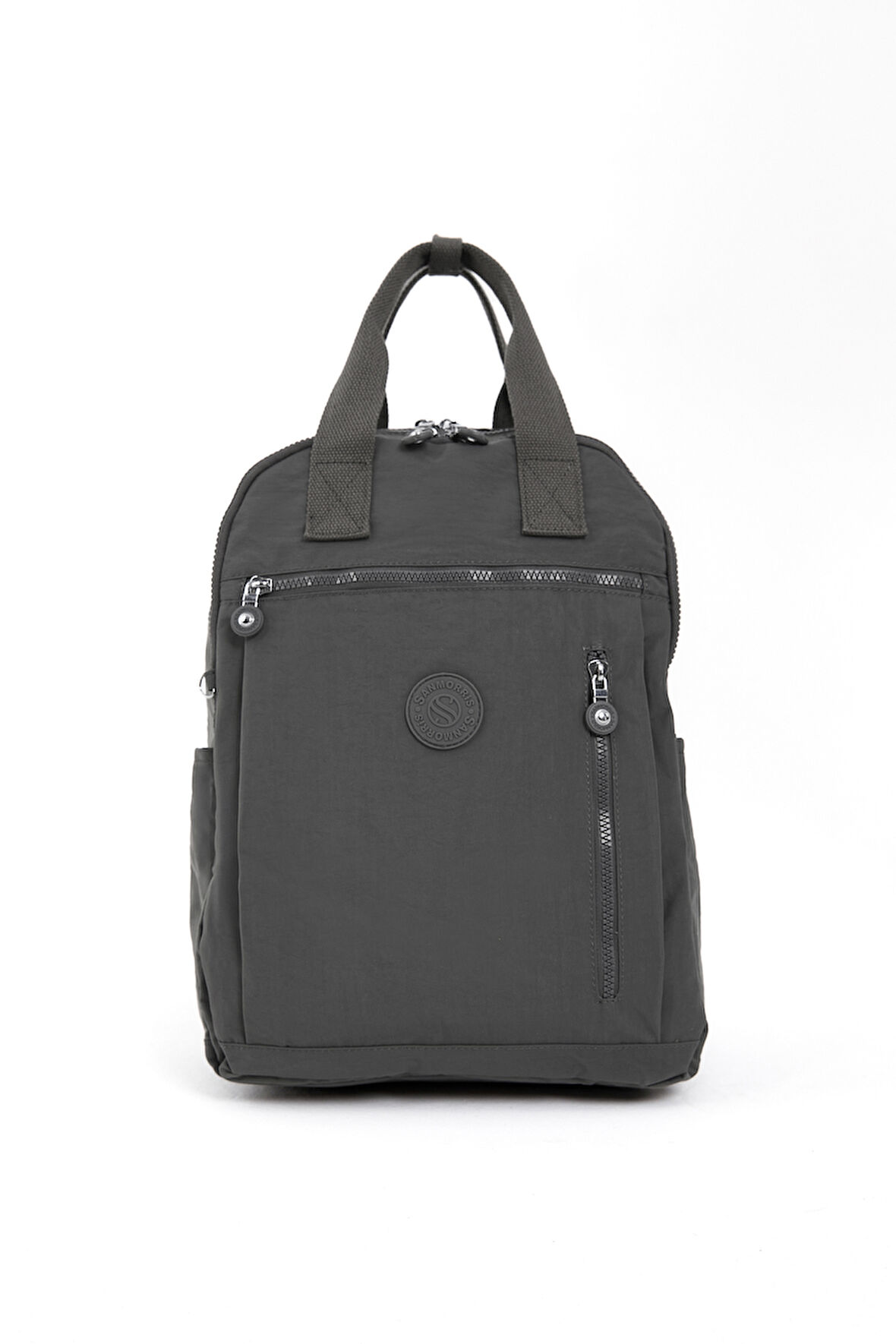 Unisex Suya Dayanıklı Krinkıl Kumaş Çok Gözlü Koyu Gri Laptop Okul Ve Sırt Çantası