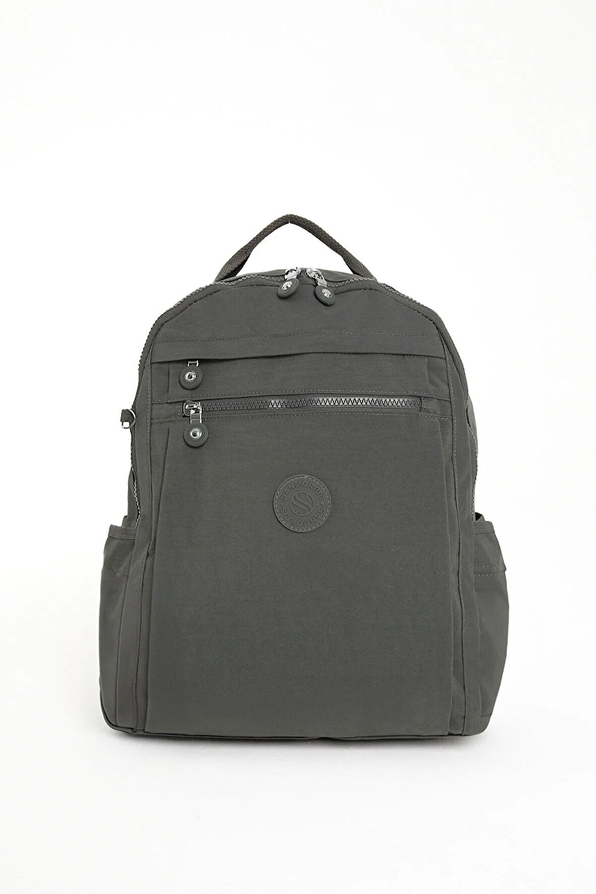 Unisex Suya Dayanıklı Krinkıl Kumaş Çok Gözlü Koyu Gri Laptop Okul Ve Sırt Çantası