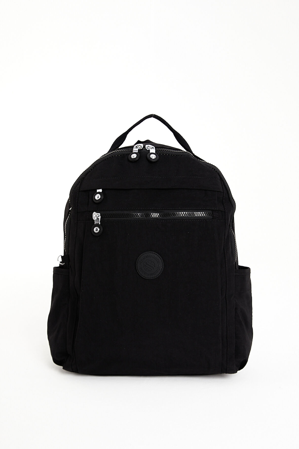 Unisex Suya Dayanıklı Krinkıl Kumaş Çok Gözlü Siyah Laptop Okul Ve Sırt Çantası